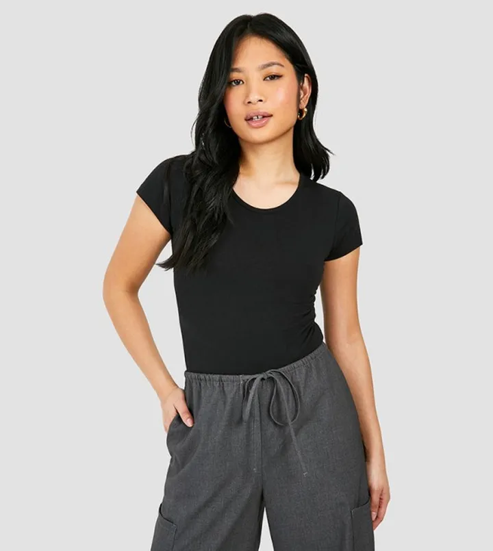 Petite Cotton Short Sleeves Bodysuit Top