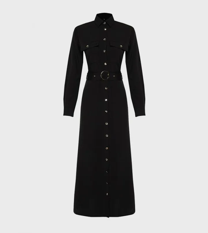 Pocket Detail Belted Shirt Dress