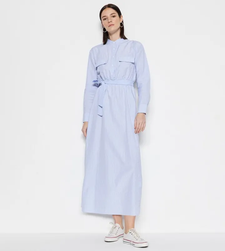 Striped Tie-Up Waist Maxi Dress