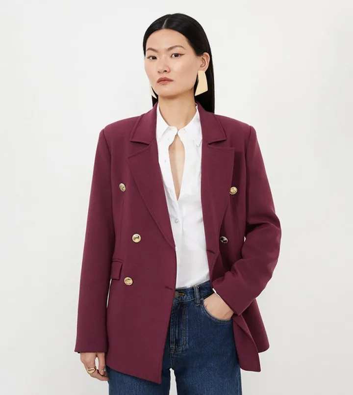 Compact Essential Tailored Double Breasted Blazer