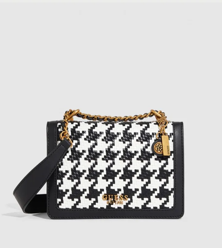 Houndstooth Patterned Shoulder Bag