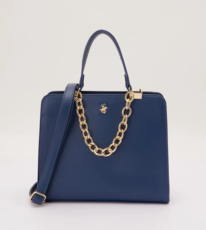 Logo Detailed Satchel Bag with Chain Handle