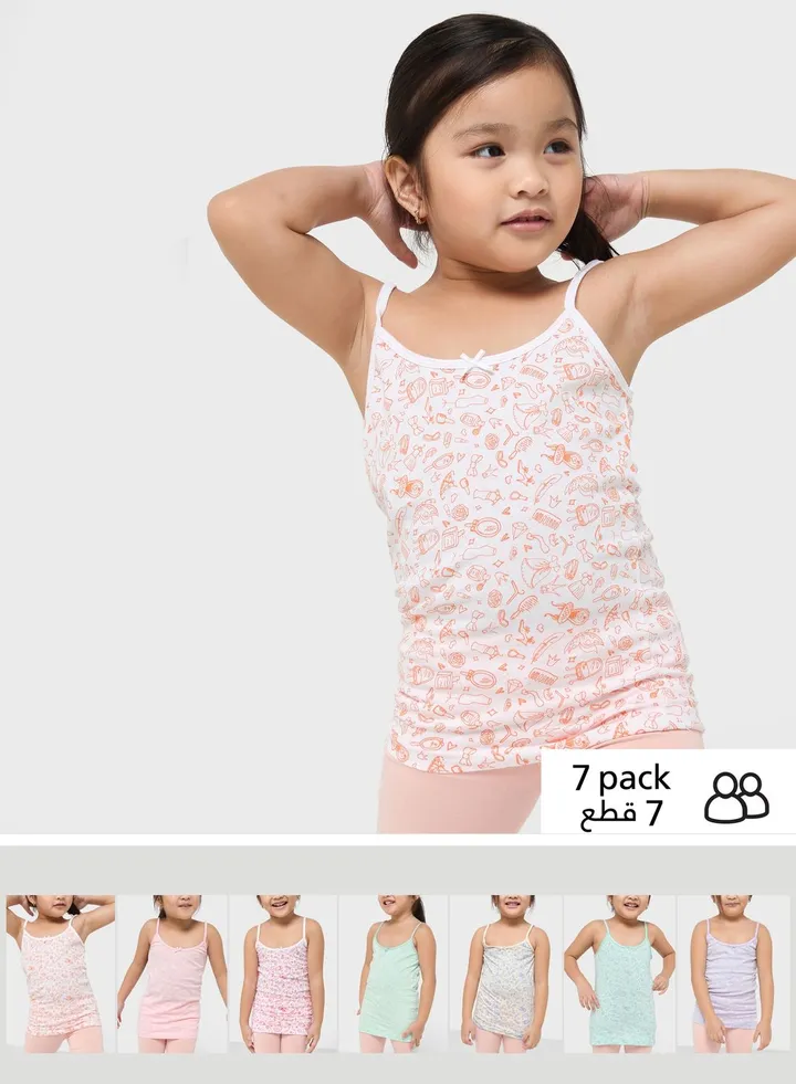 Pack Of 7 Printed Girls Camisole