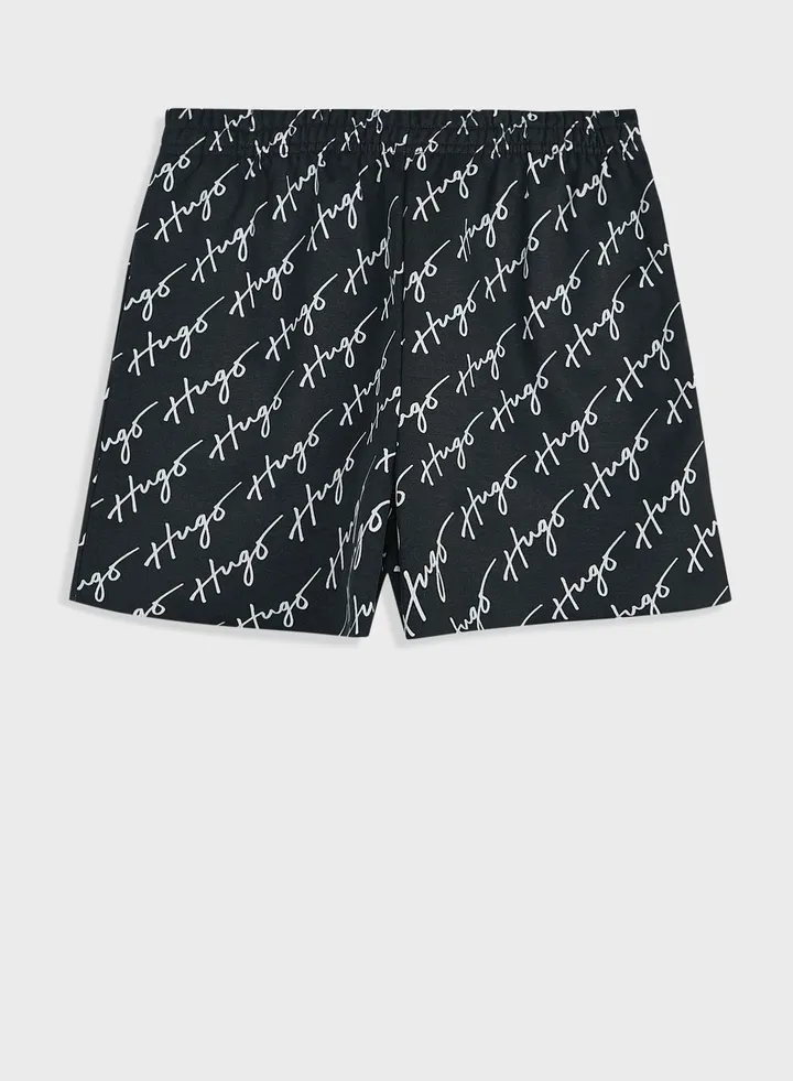 High Waist All Over Print Logo Shorts