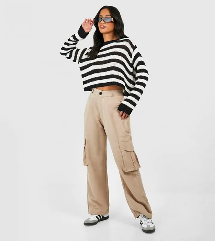 Petite Straight Leg Twill Cargo Trousers
