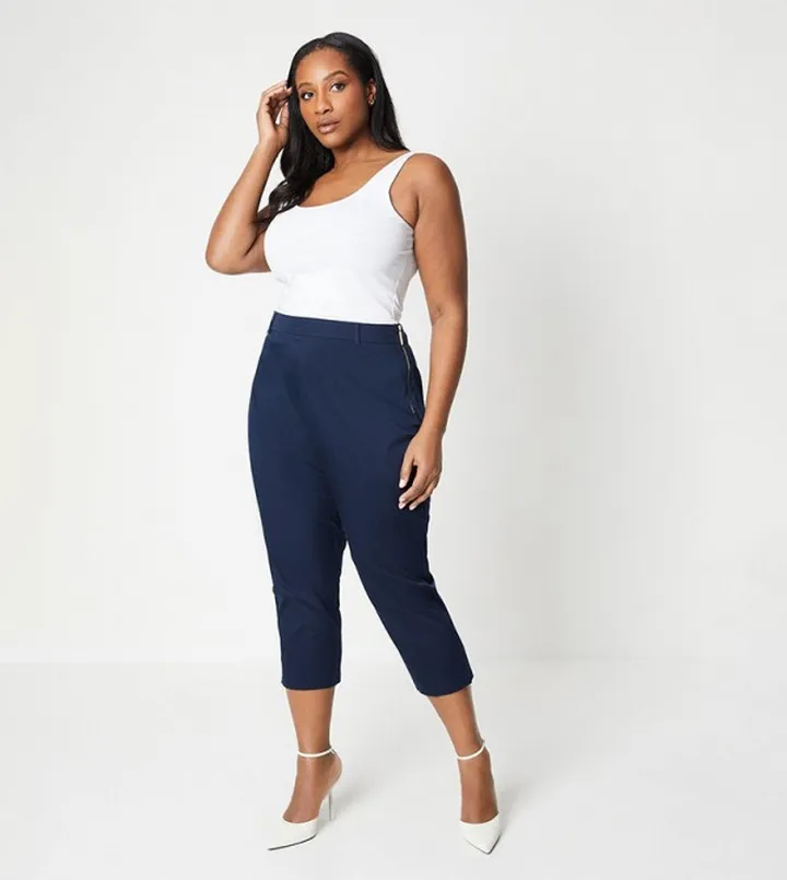 Curve Side Zip Stretch Crop Trousers
