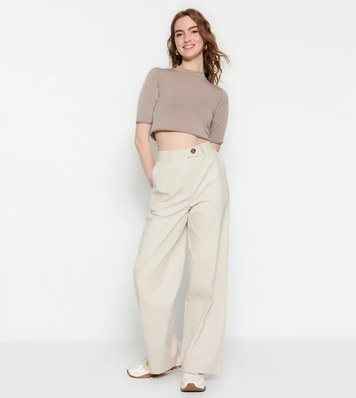 Wide Leg Woven Trousers