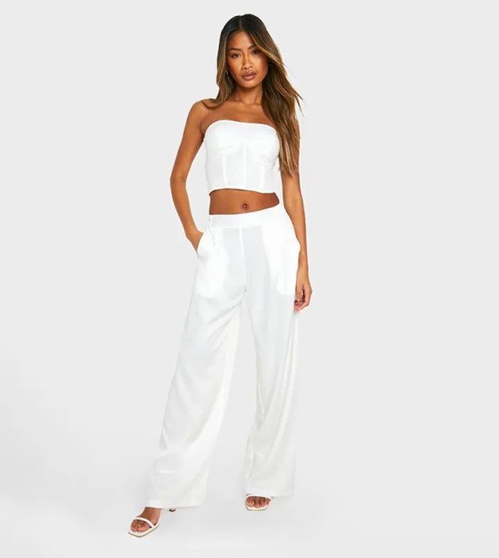 High Waist Pleated Wide Leg Trouser