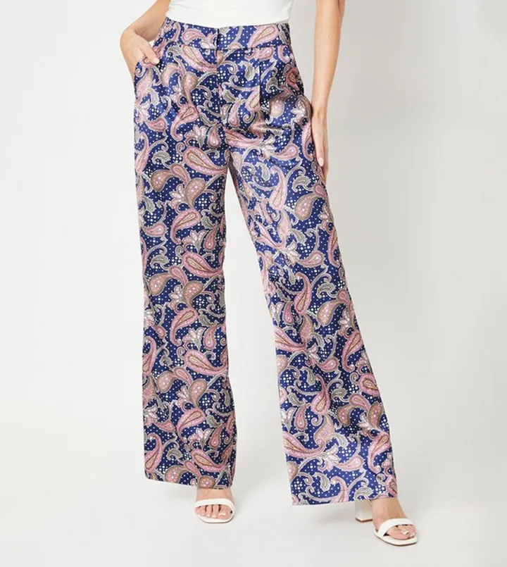 Printed Wide Leg Trousers