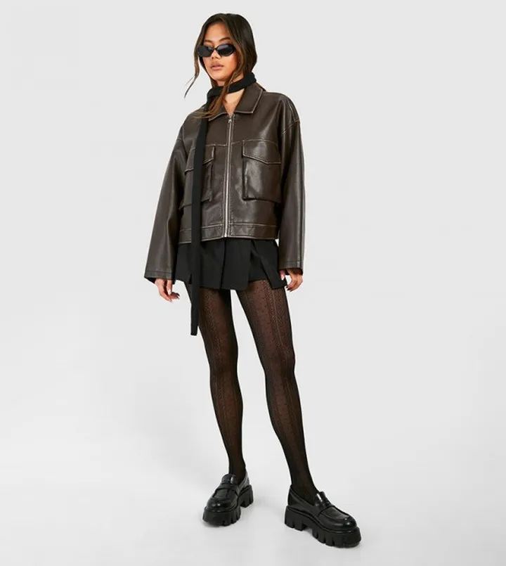 Micro Patterned Sheer Detail Stockings