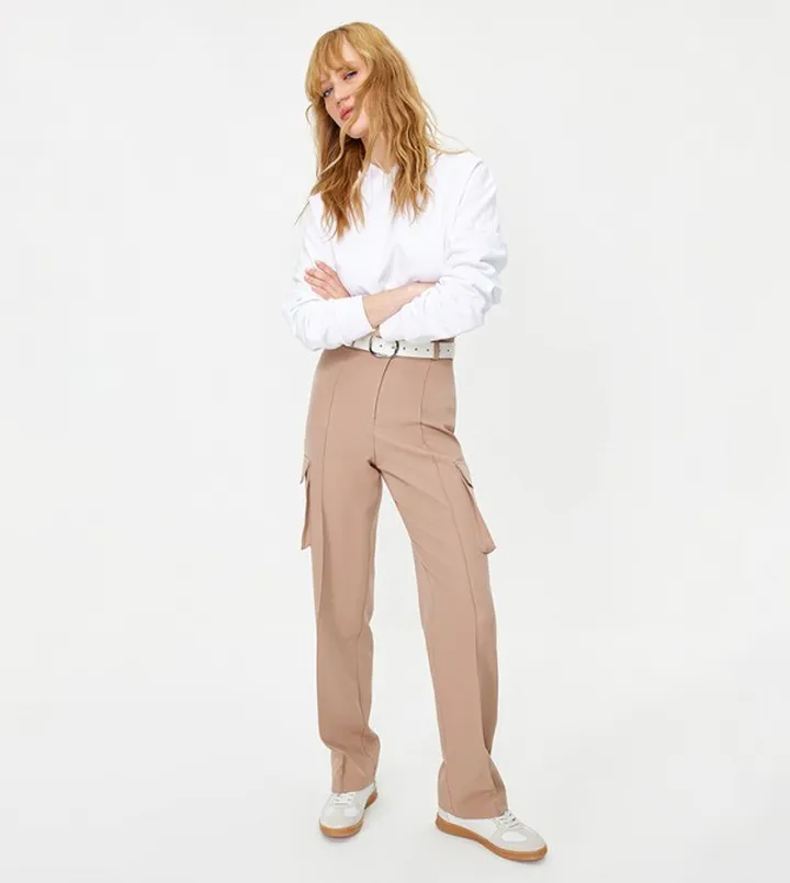 Seam Detail Straight Fit Cargo Pants
