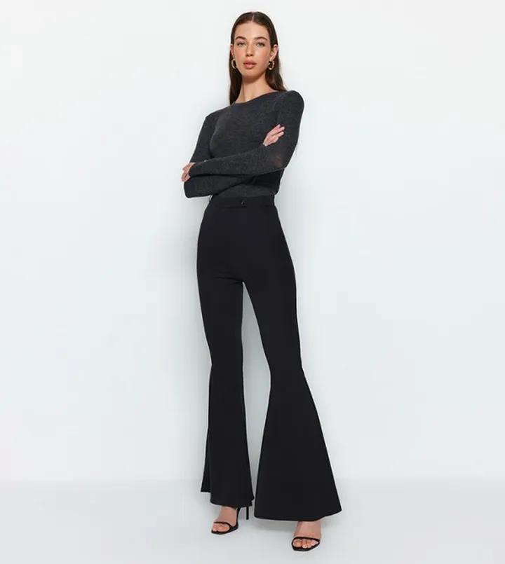 Solid Flared Trousers