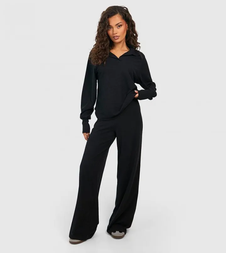 Ribbed Wide Leg Trousers