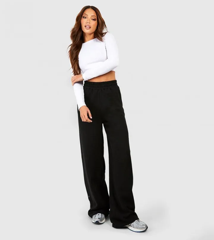 Tall Popper Detail Wide Leg Sweatpants