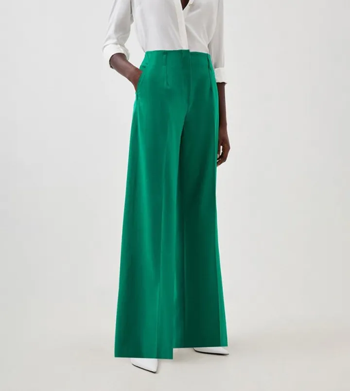 Tailored High Waisted Wide Leg Trousers