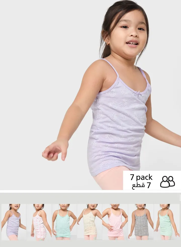 Pack Of 7 Printed Girls Camisole