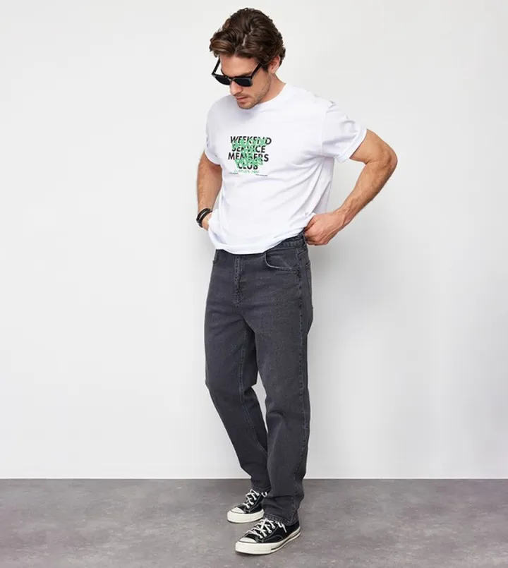 Washed Straight Fit Jeans