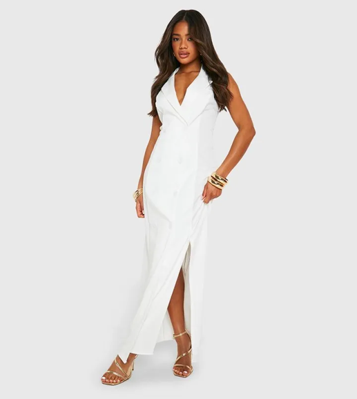 Sleeveless Maxi Blazer Dress