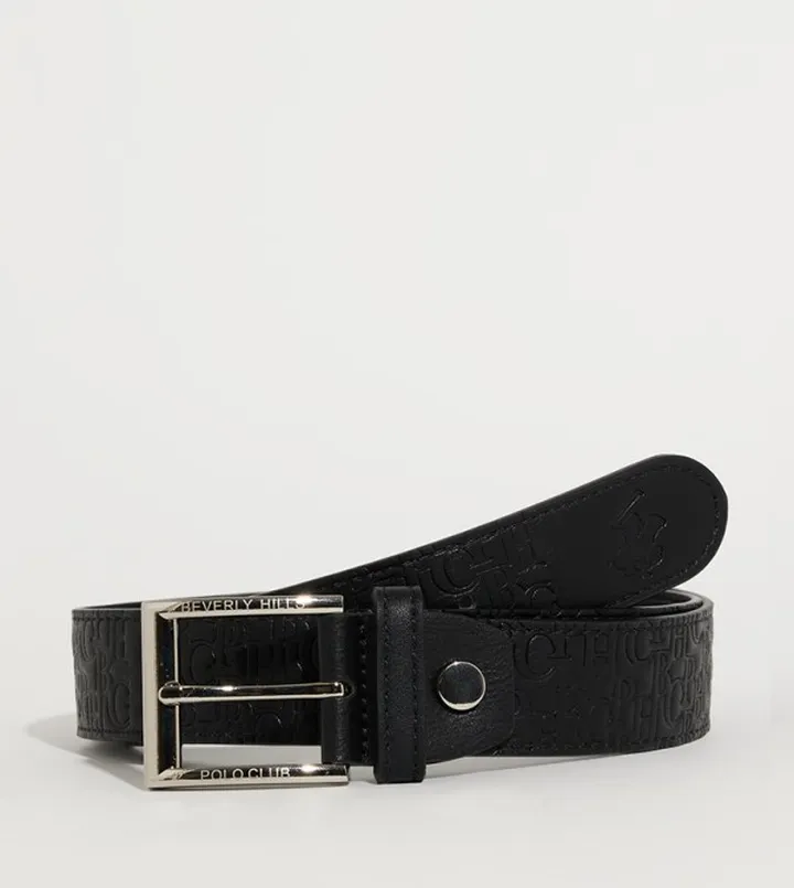 Logo Embossed Buckle Closure Belt