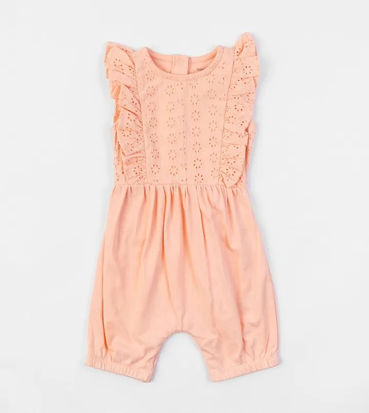 Solid Ruffle Trim Romper