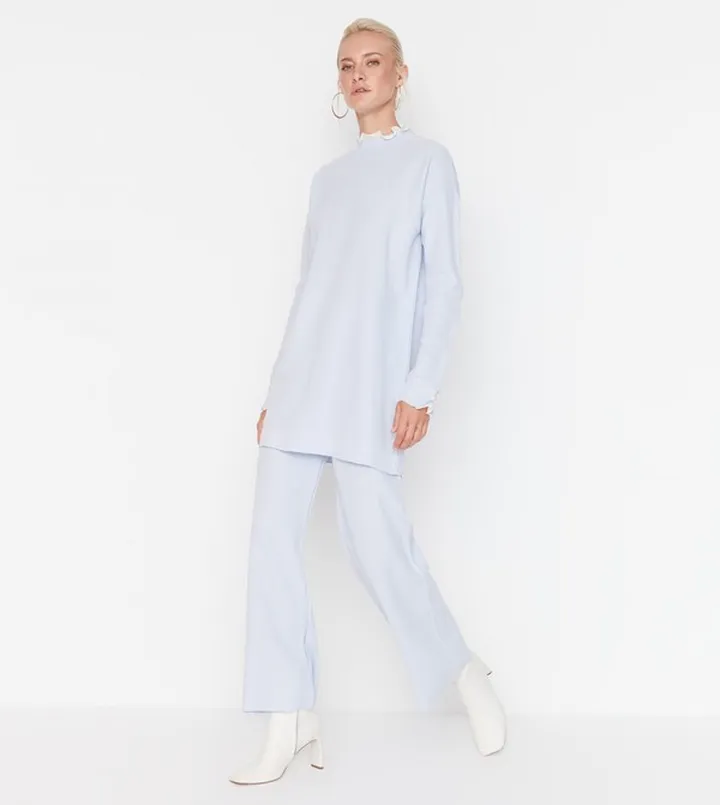 Pearl and Tulle Detailed Knitwear Bottom-Top Set