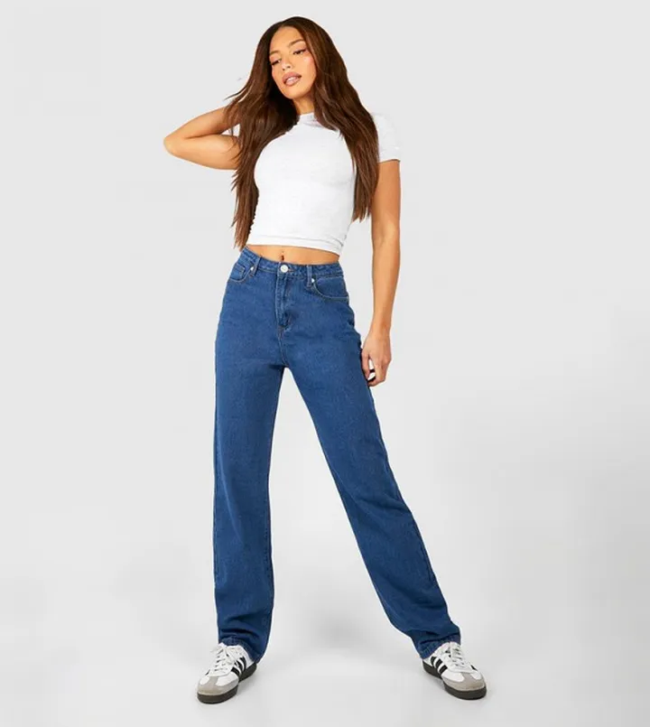 Tall Mid Wash Mid Waist Straight Fit Jeans
