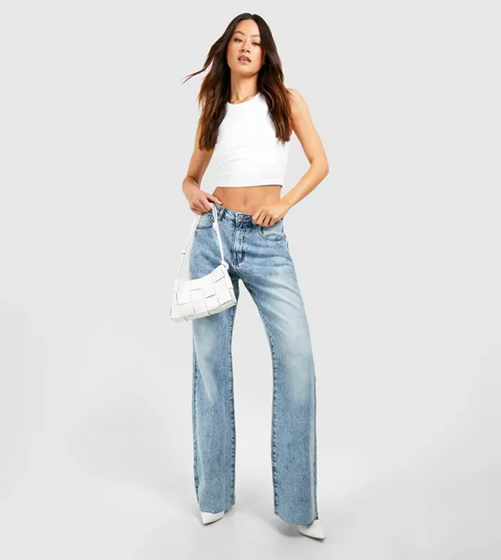 Tall Raw Fray Hem Straight Fit Jeans