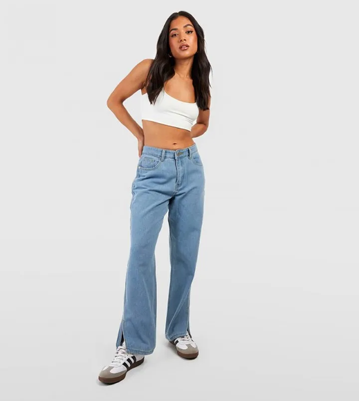 High Waist Split Hem Jeans