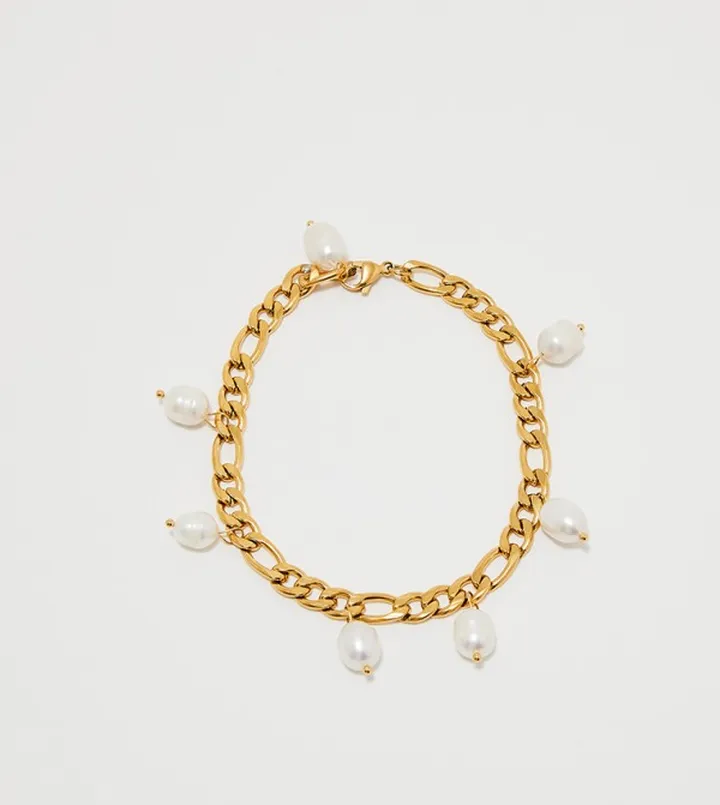 Pearl Charm Gold-Toned Bracelet