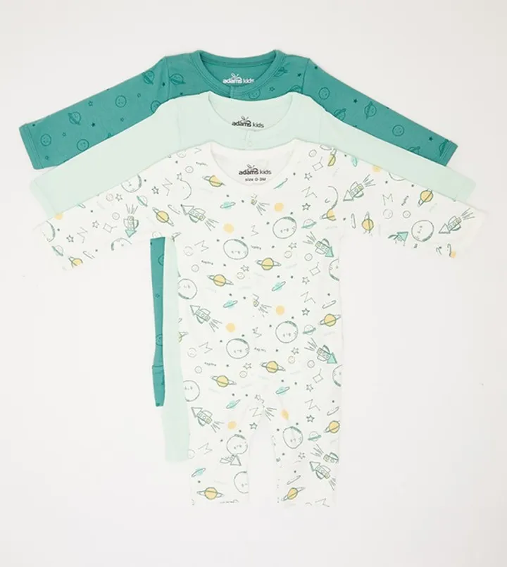 Pack Of 3 Open Foot Sleepsuits