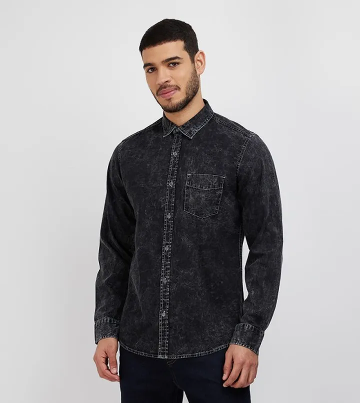 Aero Men's Long Sleeves Denim Shirt