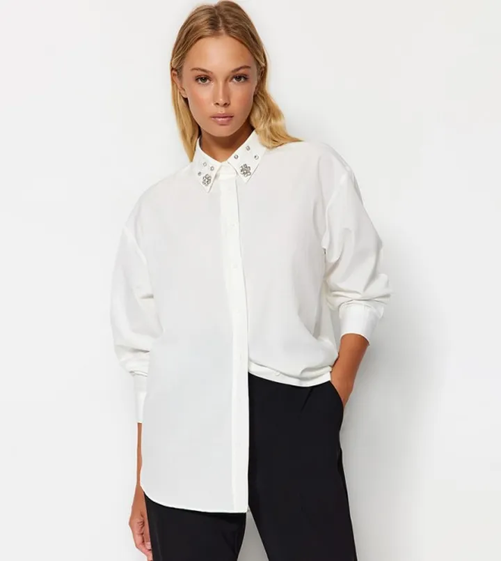 Stone Embellished Long Sleeves Shirt