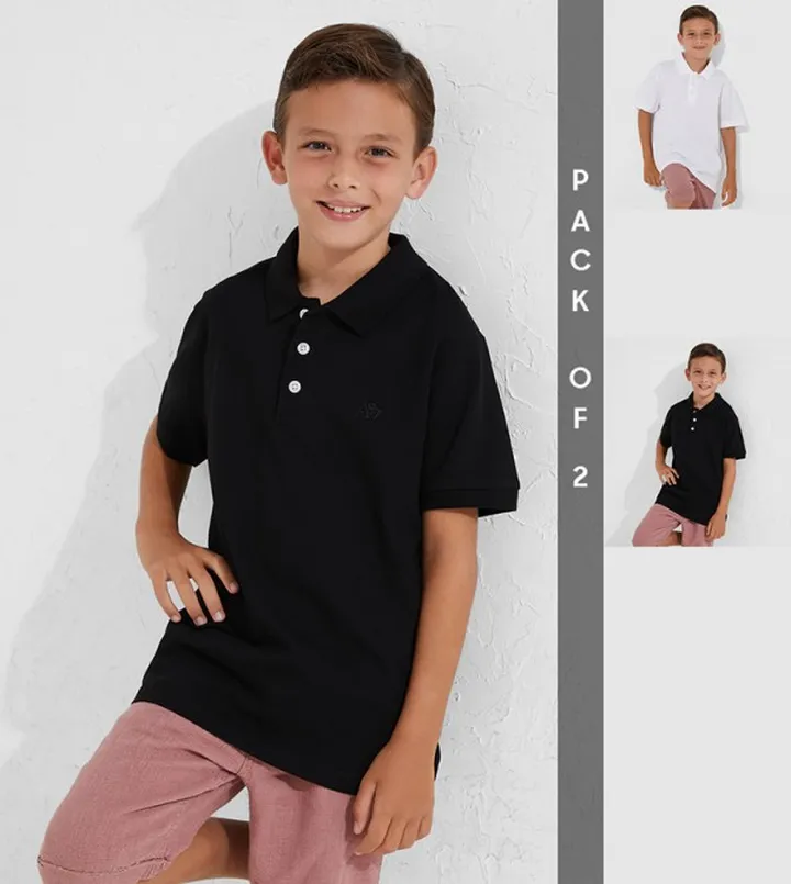 Aero Kids Boys Pack Of 2 Short Sleeves Polo T-Shirts