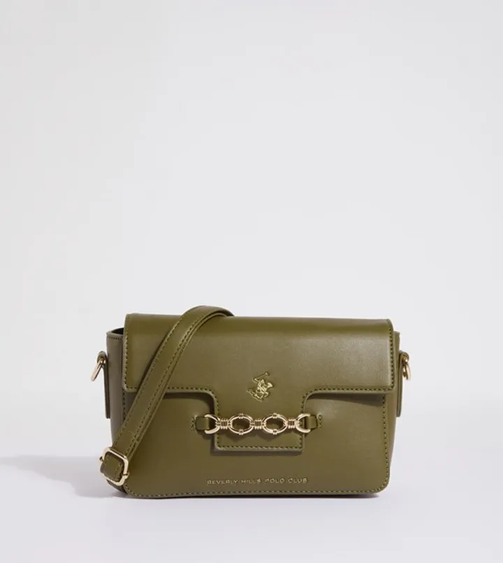 Logo Detail Metal Accent Crossbody Bag