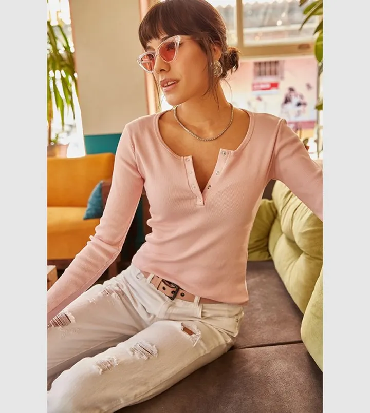 Robbed Long Sleeves Camisole Top