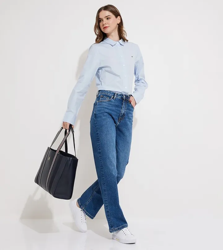 Faded High Waist Straight Fit Jeans