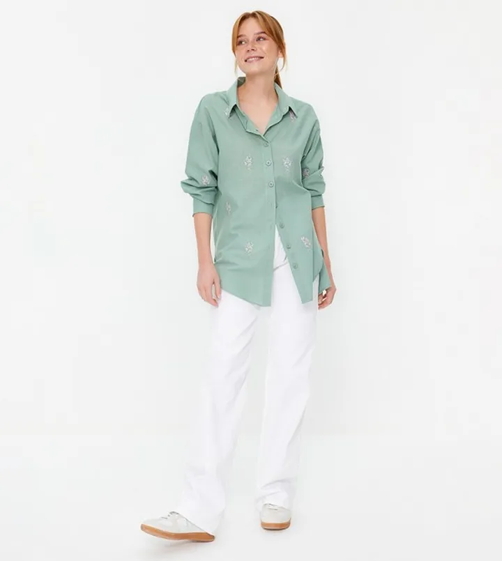 Embroidered Long Sleeves Woven Shirt