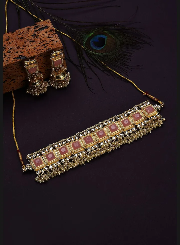 Kundan Pearl Gold Plated Necklace Set