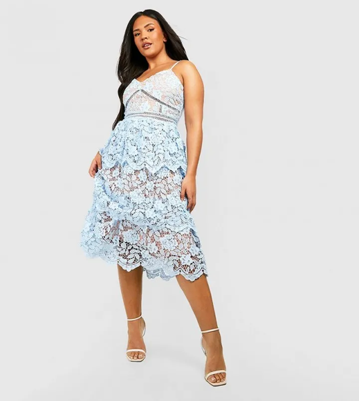 Premium Lace Peplum Skater Dress