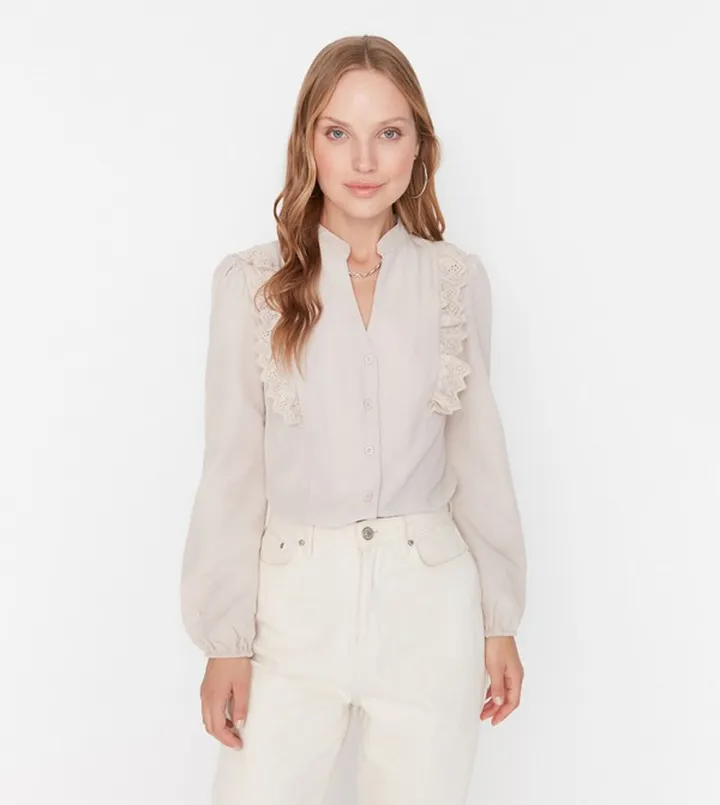 Lace Detailed Casual Shirt