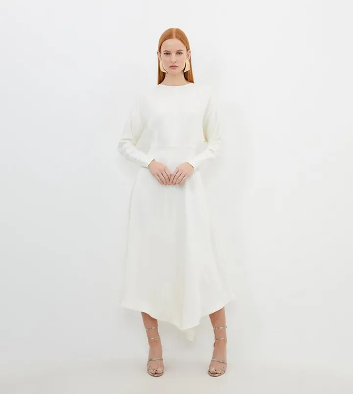 Satin Crepe Woven Midi Dress