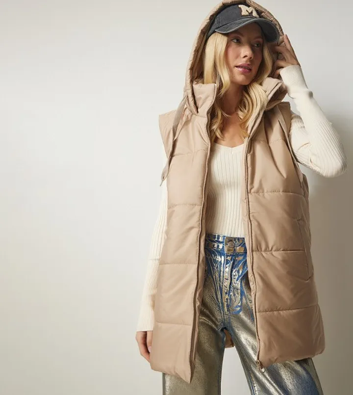 Solid Hooded Puffer Gilet