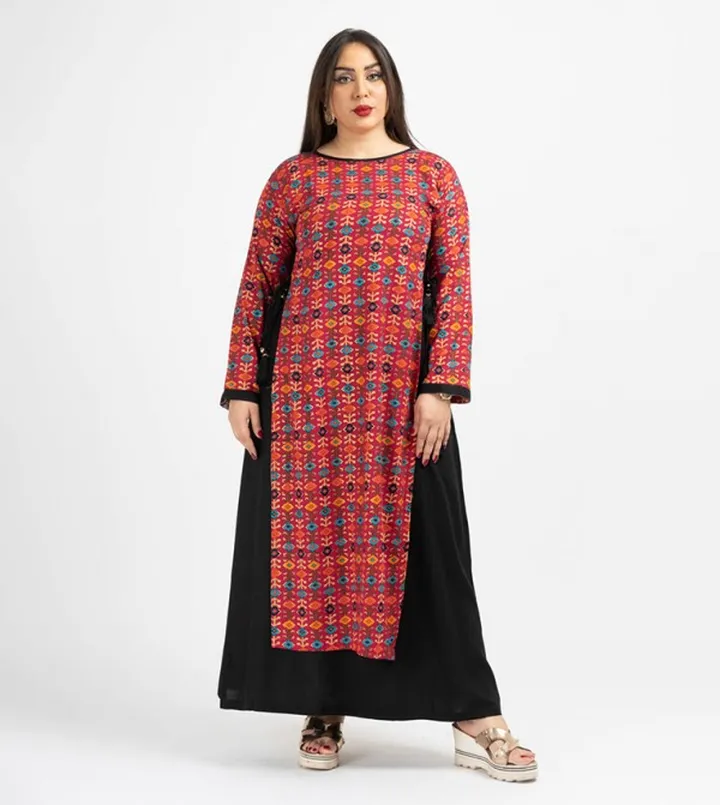 Printed Long Sleeves Layered Jalabiya