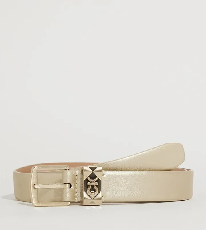 Logo Metal Leather Belt