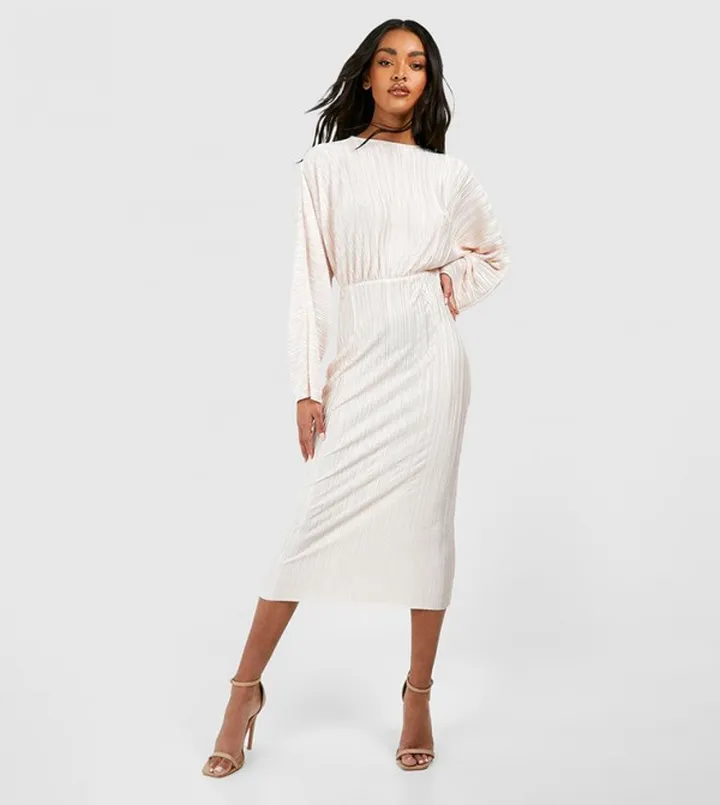 Plisse Batwing Midaxi Dress