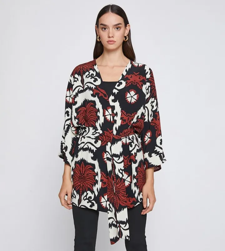 Patterned 3/4 Sleeves Kimono