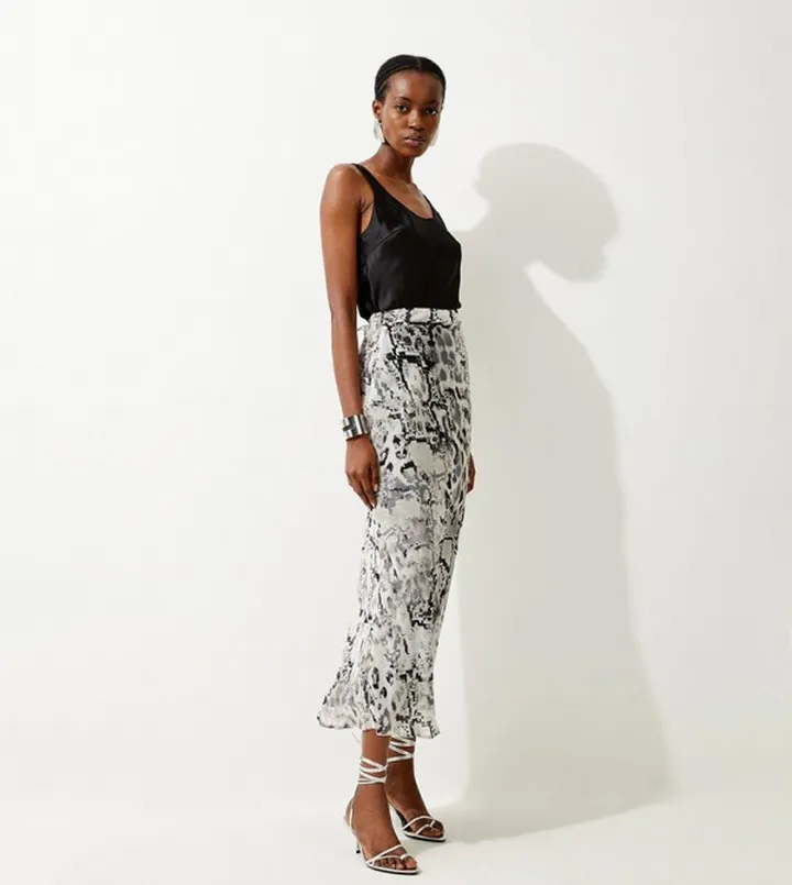 Viscose Woven Midi Skirt
