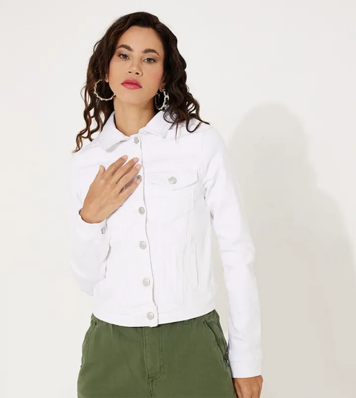 Aero Girls Solid Casual Denim Jacket