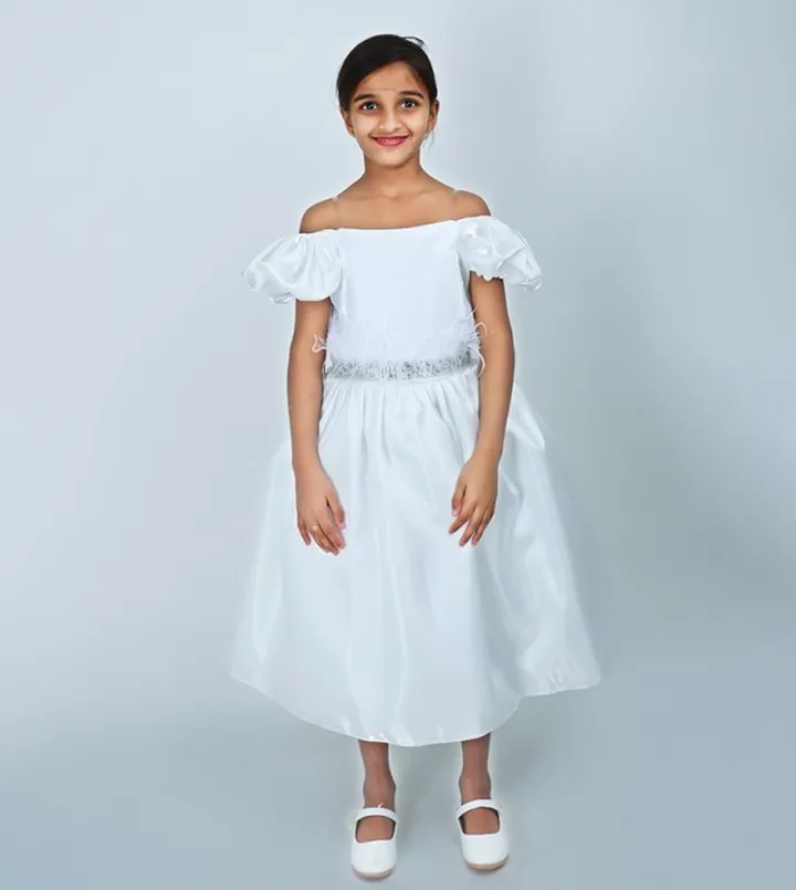 Off-Shoulder Feather Detail Dress