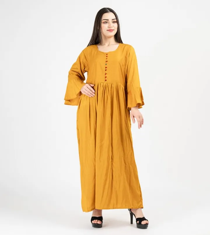 Solid Flounce Sleeves Jalabiya